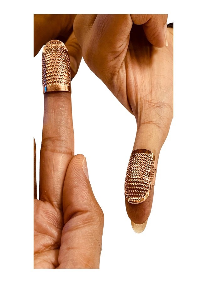 Moira Pack of 4 Adjustable Brass Finger Protector Thimble for Sewing Embroidery Needlework (Copper) - Image 5